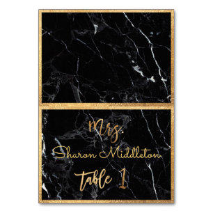 PixDezines Falsches Gold Schwarz Marmor+Weiß/Tisch Tischnummer