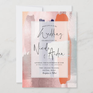 PixDezines Farbblock Navy, Rose Gold Blush Einladung