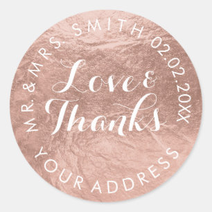 PixDezines Faux-Folie/Roségold/Danke/DIY-Text Runder Aufkleber