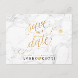 PixDezines Faux Gold/Marble/Save our Date Postkarte