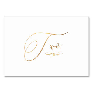 PixDezines Faux Gold Romantische Kalligrafie Zwei  Tischnummer