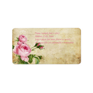 PixDezines Faux Pergament +vintage Rosen Adressaufkleber