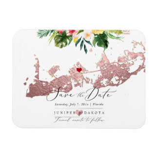 PixDezines Faux Rose Gold Schlüssel West Karte, DI Magnet