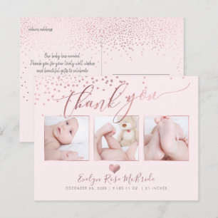 PixDezines Faux-Roségold Konfetti/Danke Postkarte