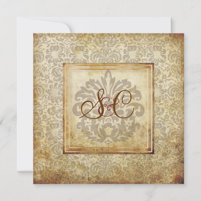 PixDezines Fidora, Vintage Damaskus Einladung (Vorderseite)