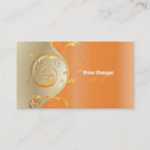 PixDezines Filigree+Schwünge/gold+orange/DIY Visitenkarte