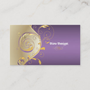 PixDezines Filigree+Wirbel/Gold+lila/DIY Visitenkarte