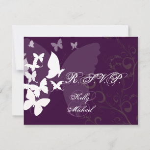 PixDezines Flatterndes RSVP, anpassbare Farbe RSVP Karte