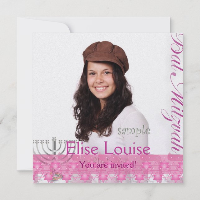 PixDezines Fledermaus Mitzvah+Foto Einladung (Vorderseite)