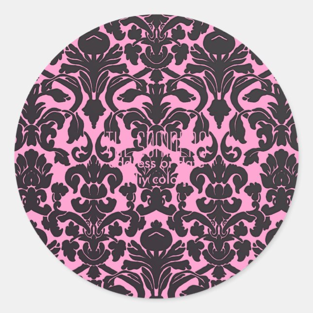 PixDezines Flora Damask, DIY-Hintergrund/rosa Runder Aufkleber (Vorderseite)