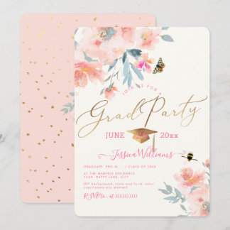 PixDezines Floral Aquarell Abiturparty Einladung