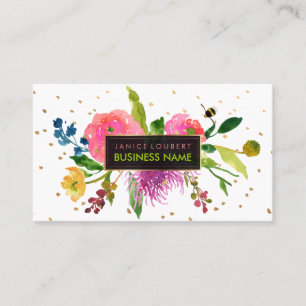 PixDezines Floral Aquarell/Ranunculus/Streusel Visitenkarte