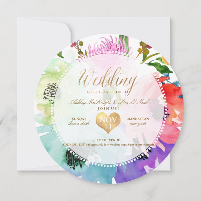 PixDezines Floral/Aquarell/Rose Einladung (Rückseite)
