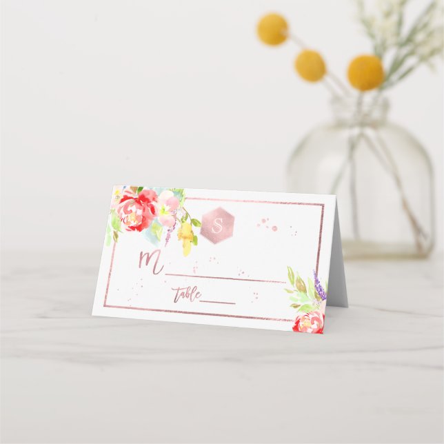 PixDezines Floral Aquarellbat Mitzvah, Peonies Platzkarte (Vorderseite)