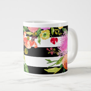 PixDezines floral/wasserfarbe/ranunculus/Streifen Jumbo-Tasse