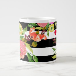 PixDezines floral/wasserfarbe/ranunculus/Streifen Jumbo-Tasse