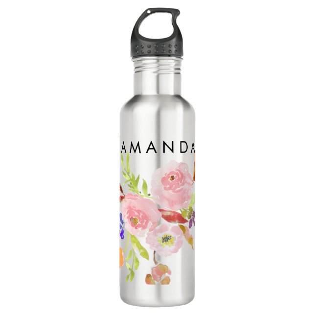 PixDezines Floral/Wasserfarbe/Ranunculus Trinkflasche (Vorderseite)