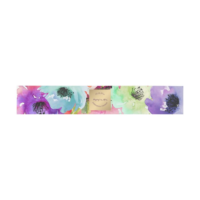 PixDezines Floral/Wasserfarbe/Rose Einladungsbanderole (Flach)