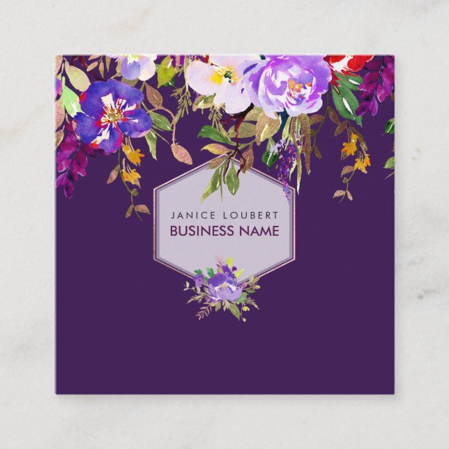 PixDezines Floral Wasserfarbe/Summer Bouquet Quadratische Visitenkarte (Vorderseite)