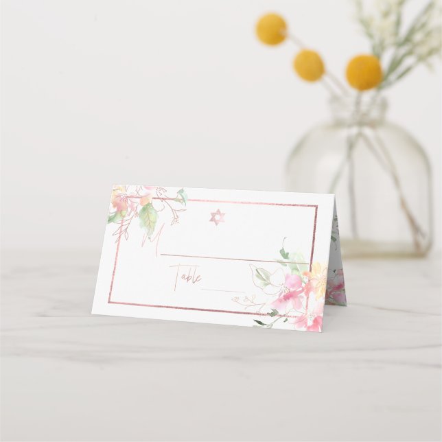 PixDezines Floral Wasserfarbe Süßerbsen Platzkarte (Vorderseite)
