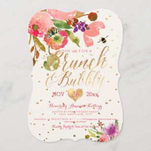 PixDezines Floral Watercolor Brunch+Bubble Einladung