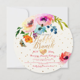 PixDezines Floral Watercolor Brunch+Bubble Einladung