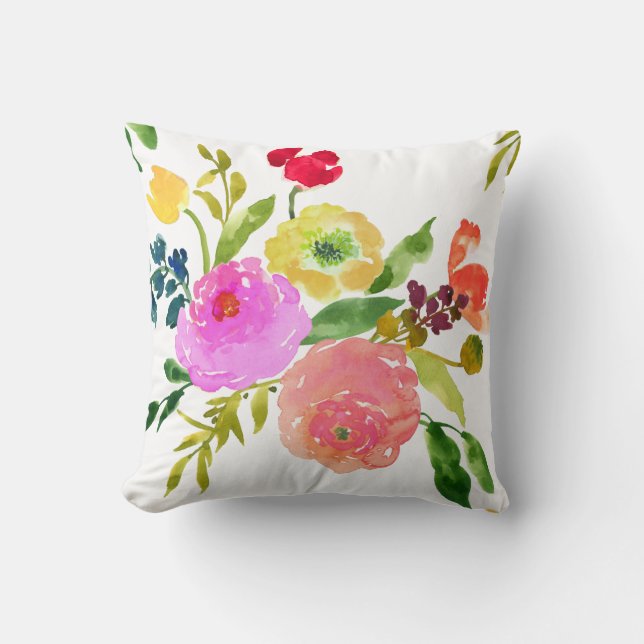 PixDezines Floral Watercolor/Ranunculus Kissen (Vorderseite)