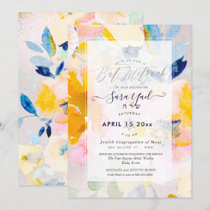 PixDEzines Floral Watercolor Rose Mitzvah Einladung