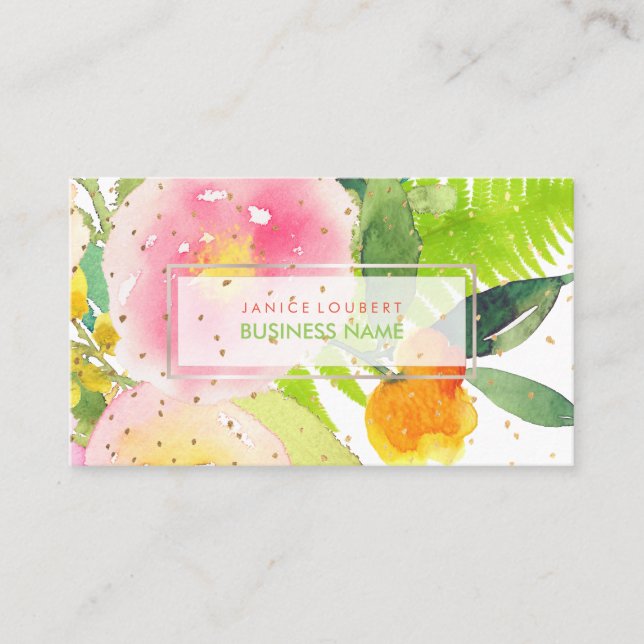 PixDezines Floral Watercolor/Spring Bouquet Visitenkarte (Vorderseite)