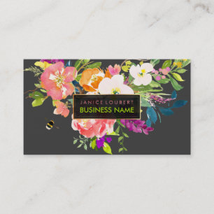 PixDezines Floral Watercolor/Spring Bouquet Visitenkarte