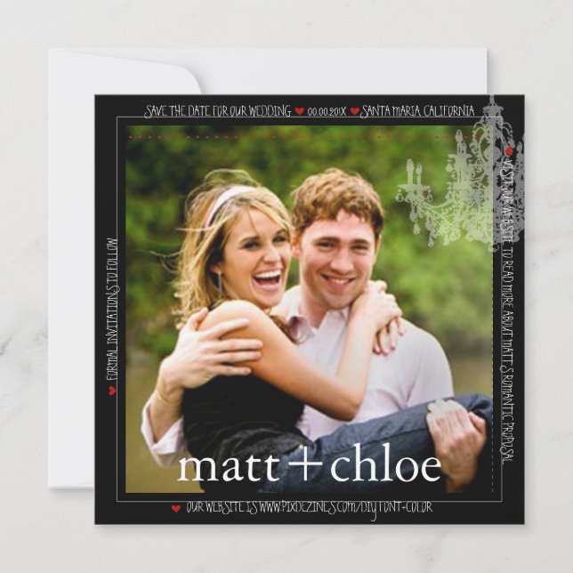 PixDezines Fotovorlage+chadelier/Datum gerettet Save The Date (Vorderseite)