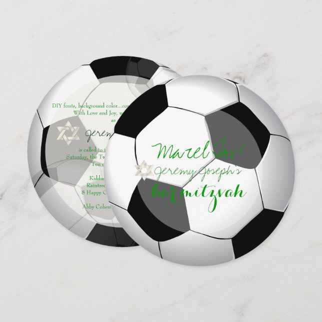 PixDezines Fußball Bar mitzvah/DIY-Farbe Einladung (Vorne/Hinten)