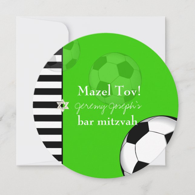 PixDezines Fußball Bar mitzvah/DIY-Farbe Einladung (Vorderseite)