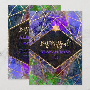 PixDezines Galaxy Abstrakte Geometrische Bat Mitzv Einladung
