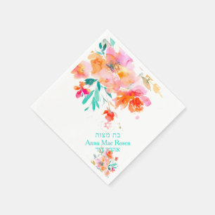 PixDezines Gartenrosen, Orangen-Tangerine Mitzwa Serviette