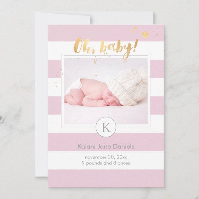 PixDezines Geburtsankündigung/DIYcolor-Streifen Ankündigung (Vorderseite)