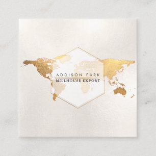 PixDezines geht global/falsche goldene Wortkarte Quadratische Visitenkarte