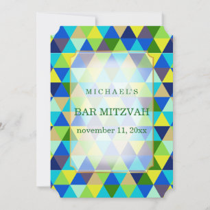 PixDezines geometrisches Muster mitzvah/smaragdgrü Einladung