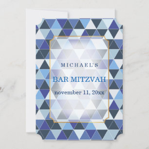 PixDezines geometrisches Muster Mitzwa/Blau Einladung