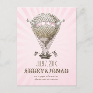 PixDezines/gerettet Datum/Vintager Heißluftballon Ankündigungspostkarte