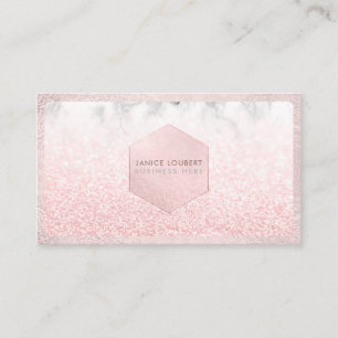 PixDezines Glam Faux Glitter, Rosa Erröten+Marmor Visitenkarte