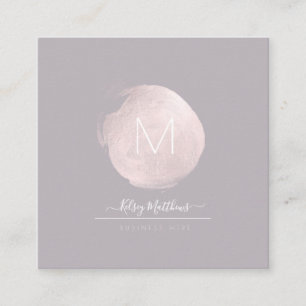 PixDezines Glam Monogram Black+Blush Pink Spot Quadratische Visitenkarte