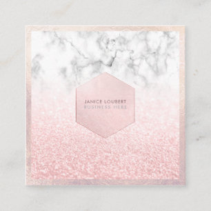 PixDezines Glamour Faux Glitter, Rosa Hauch + Marm Quadratische Visitenkarte