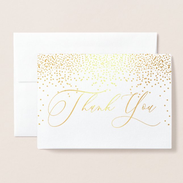 PixDezines Gold Confetti Danke, Kalligraphie Folienkarte (Vorderseite mit Umschlag)