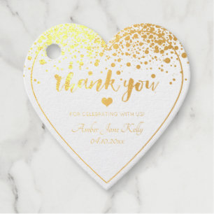 PixDezines Gold Foil Confetti BrushScript Geschenkanhänger