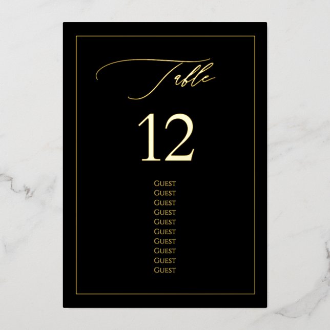 PixDezines Gold Foil Luxe Calligraphy Tischnummer (Vorderseite)