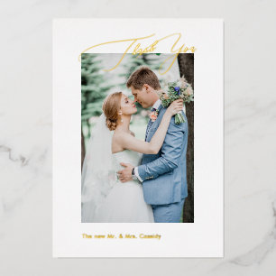PixDezines Gold Luxe Script Hochzeit Danke Folieneinladung