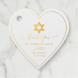 PixDezines Gold Star von David Mitzvah Foil Heart Geschenkanhänger