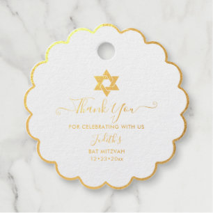 PixDezines Gold Star von David Mitzvah Foil Scallo Geschenkanhänger