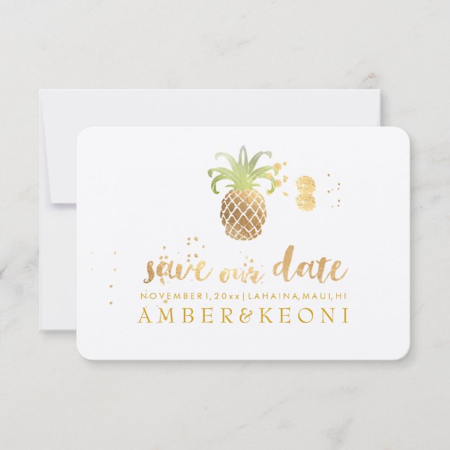 PixDezines Golden Pineaple/rett unser Datum Save The Date (Vorderseite)